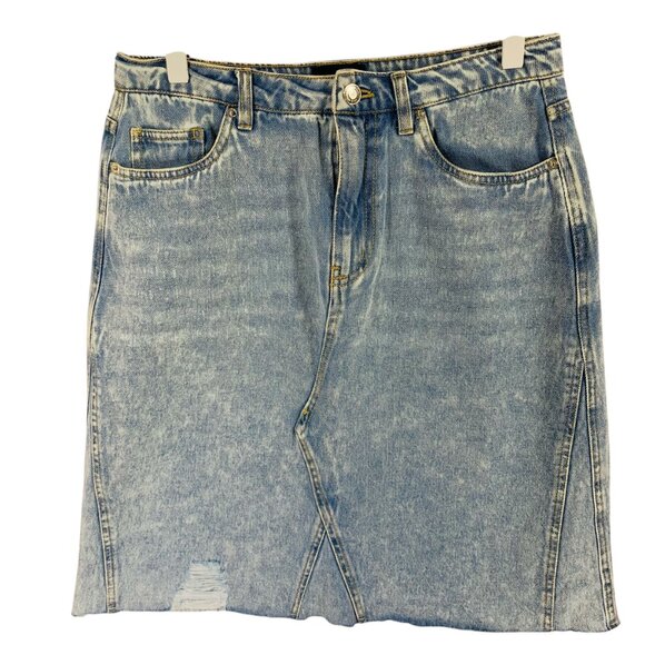 Distressed hem  mini denim skirt A-line light wash size medium Vero moda - Picture 10 of 13